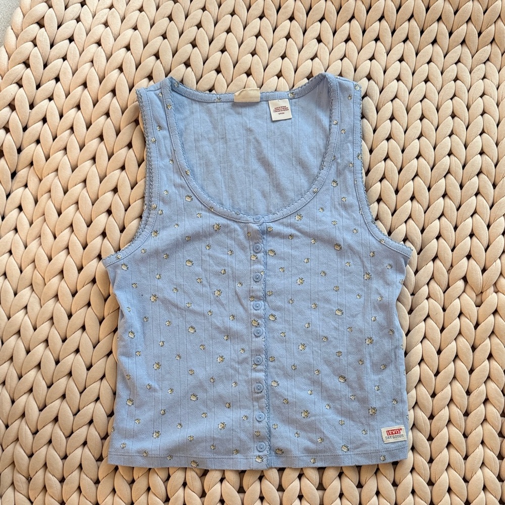 Levi’s Light Blue Floral Button Front Tank Top